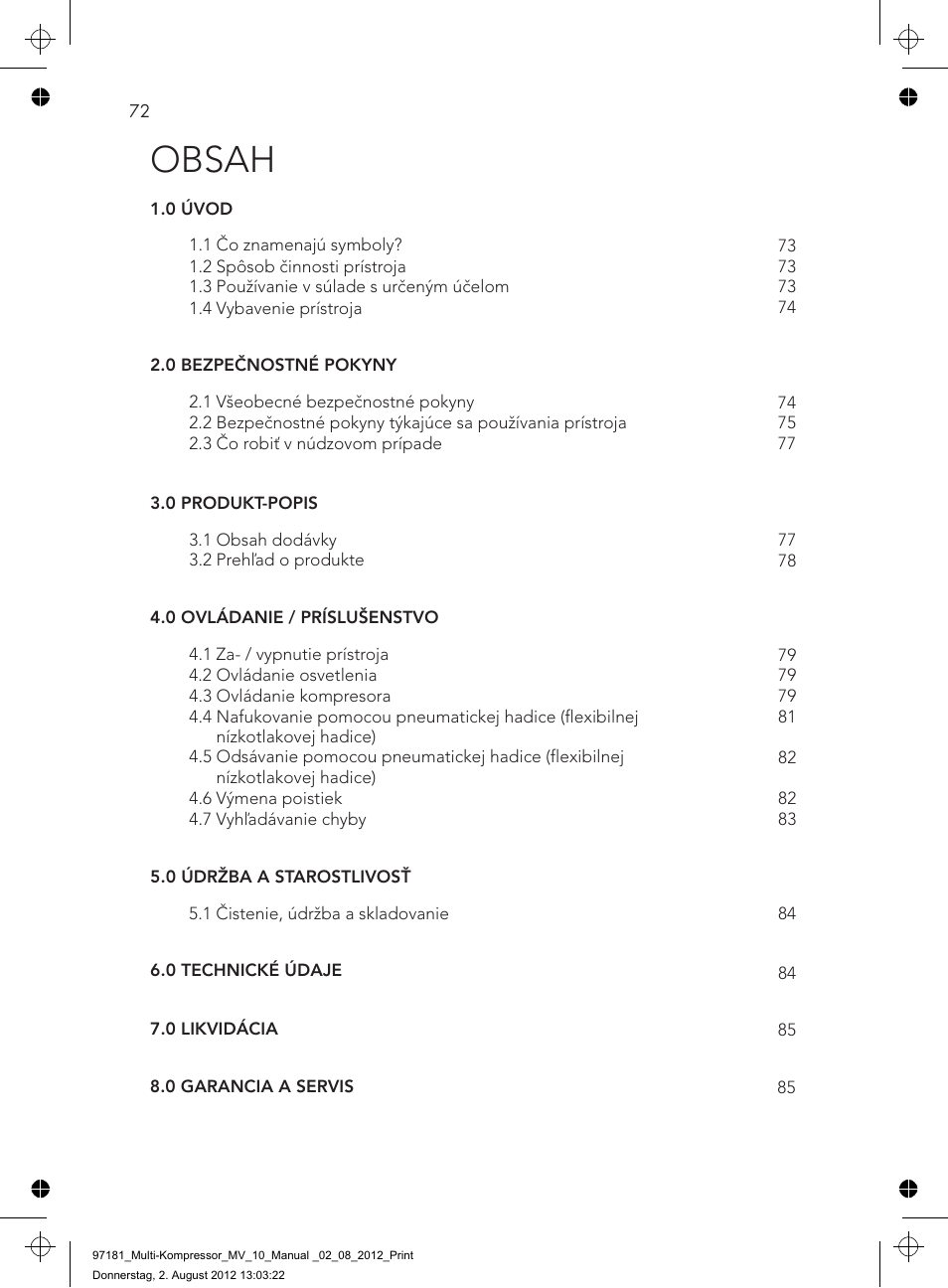 AEG MULTI-COMPRESSOR MV 10 User Manual | Page 72 / 86