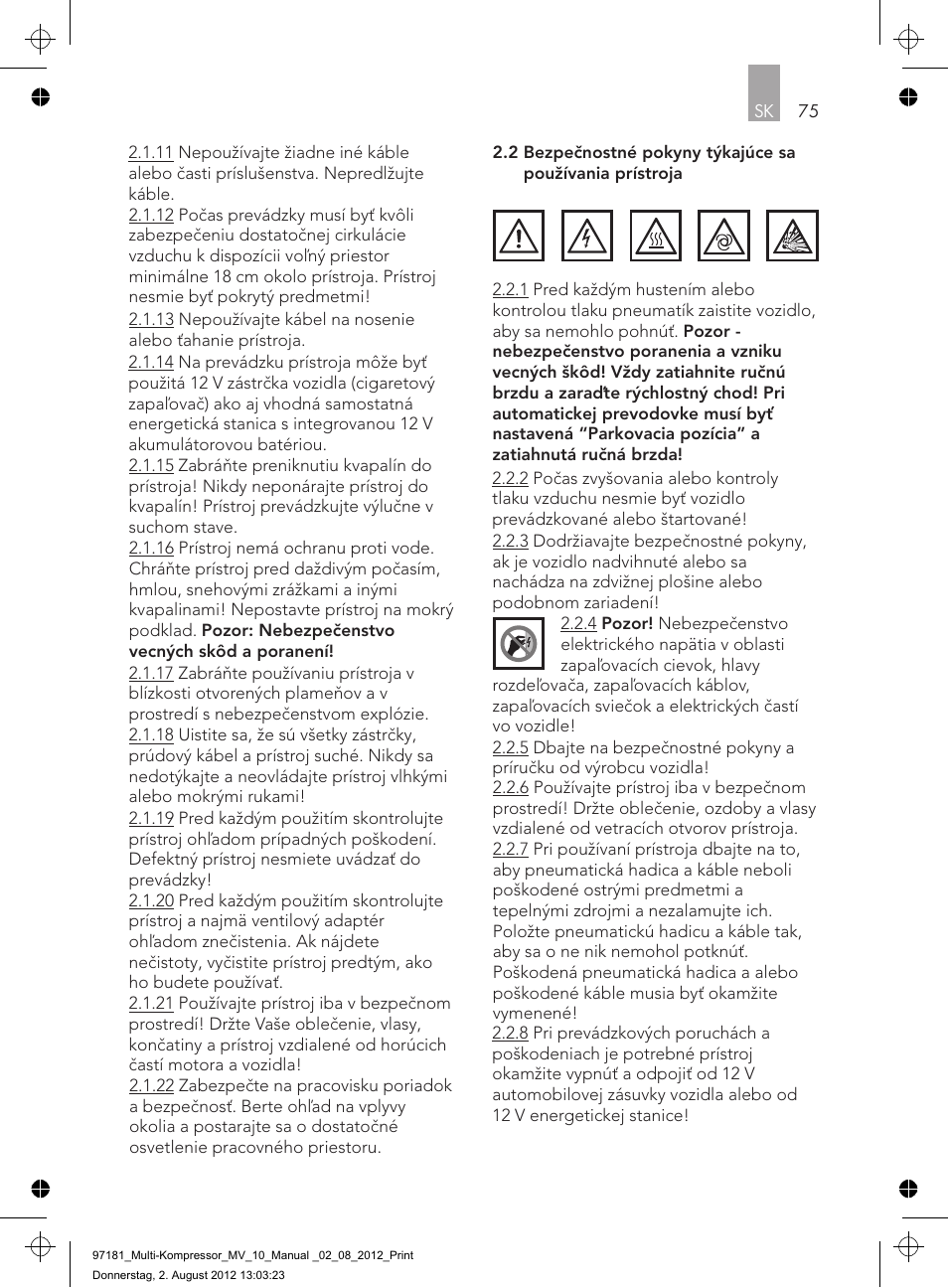 AEG MULTI-COMPRESSOR MV 10 User Manual | Page 75 / 86