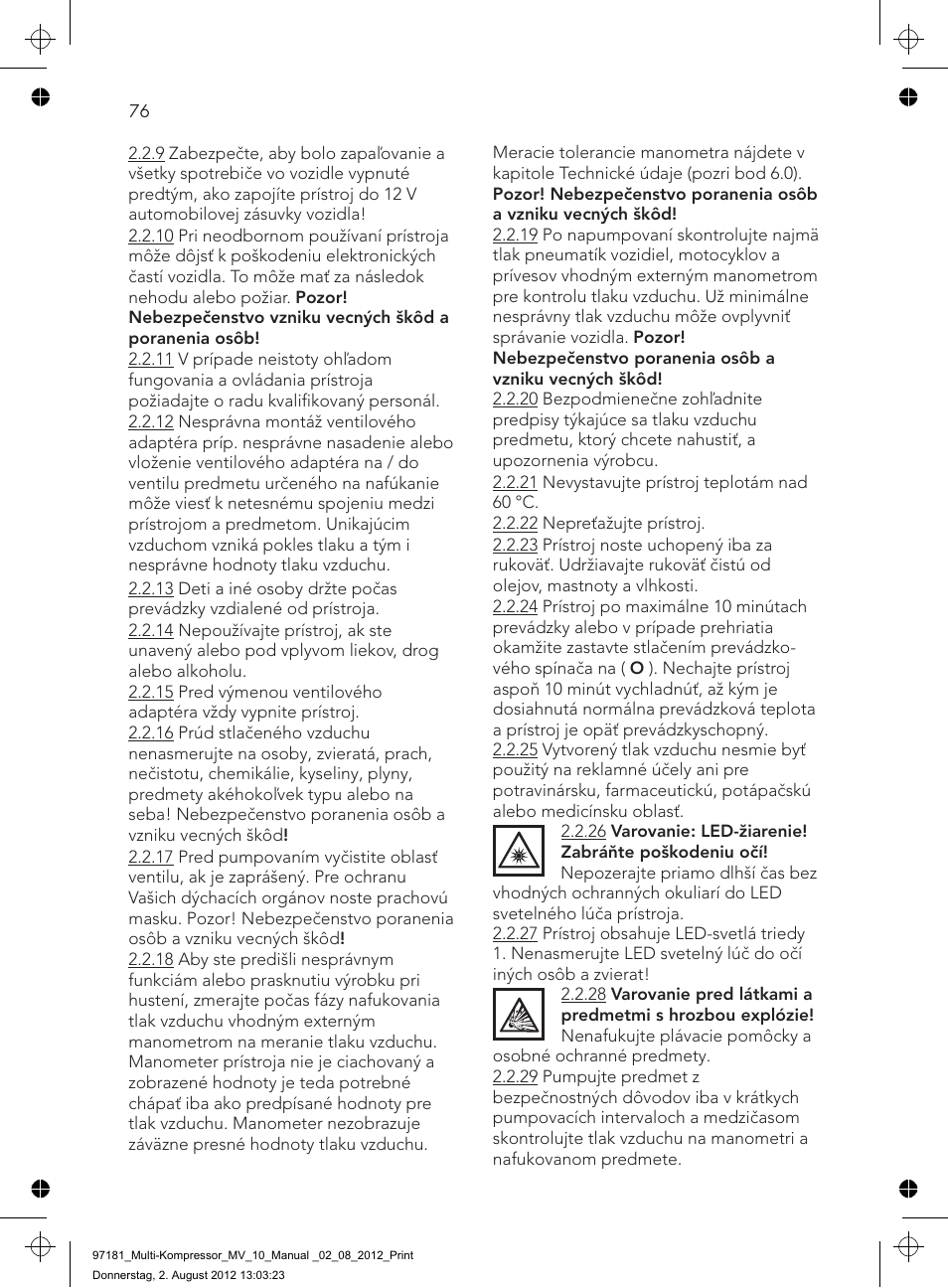 AEG MULTI-COMPRESSOR MV 10 User Manual | Page 76 / 86
