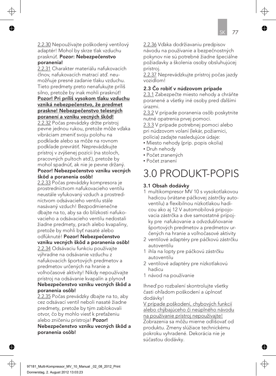 0 produkt-popis | AEG MULTI-COMPRESSOR MV 10 User Manual | Page 77 / 86