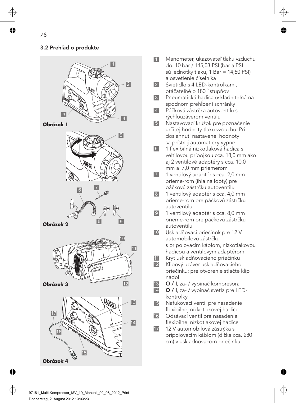 AEG MULTI-COMPRESSOR MV 10 User Manual | Page 78 / 86