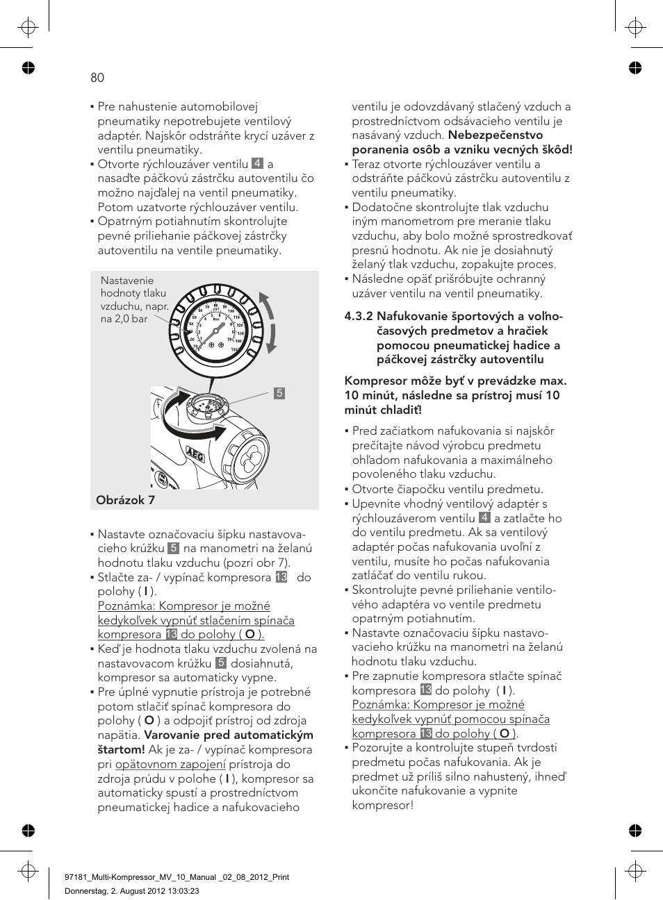 AEG MULTI-COMPRESSOR MV 10 User Manual | Page 80 / 86