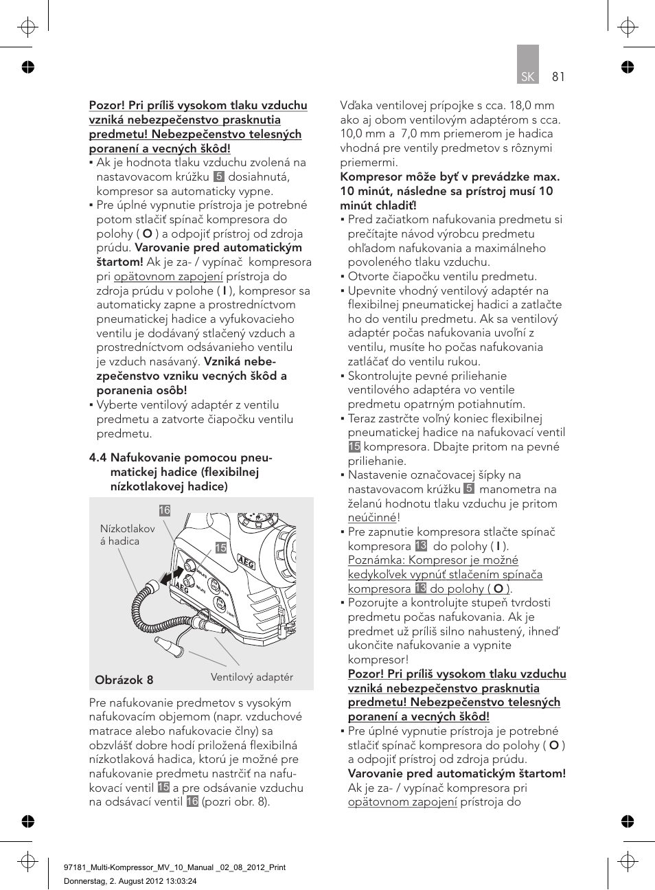 AEG MULTI-COMPRESSOR MV 10 User Manual | Page 81 / 86
