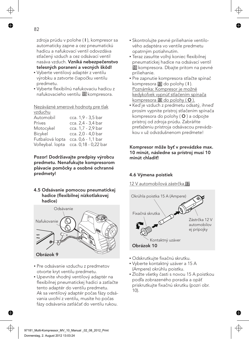 AEG MULTI-COMPRESSOR MV 10 User Manual | Page 82 / 86