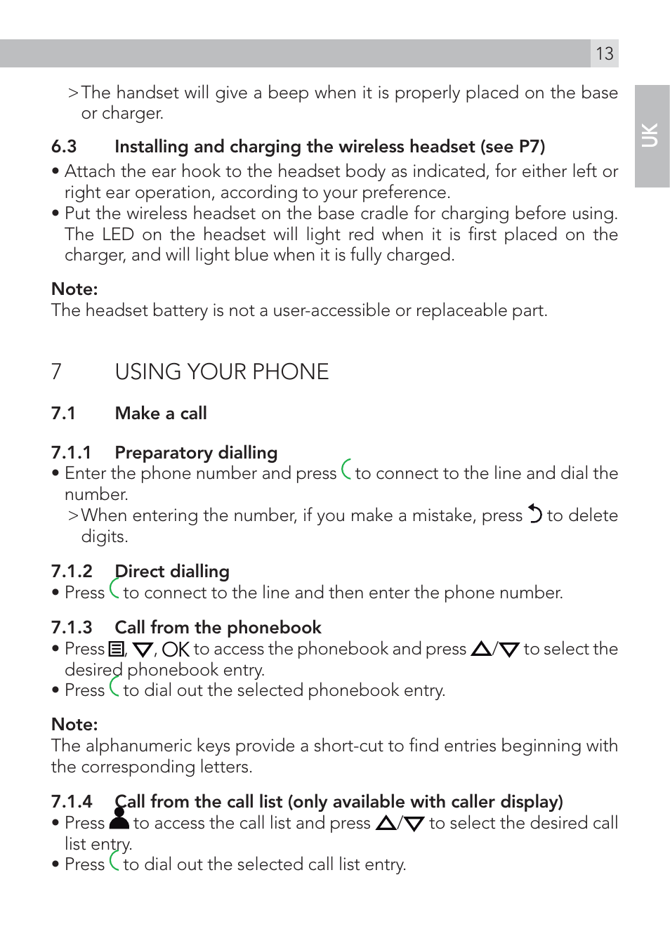 7using your phone | AEG Voxtel D235 User Manual | Page 13 / 42