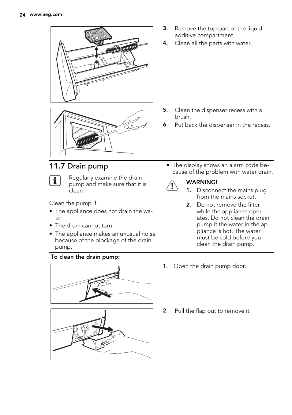 7 drain pump | AEG L61271WDBI User Manual | Page 24 / 40