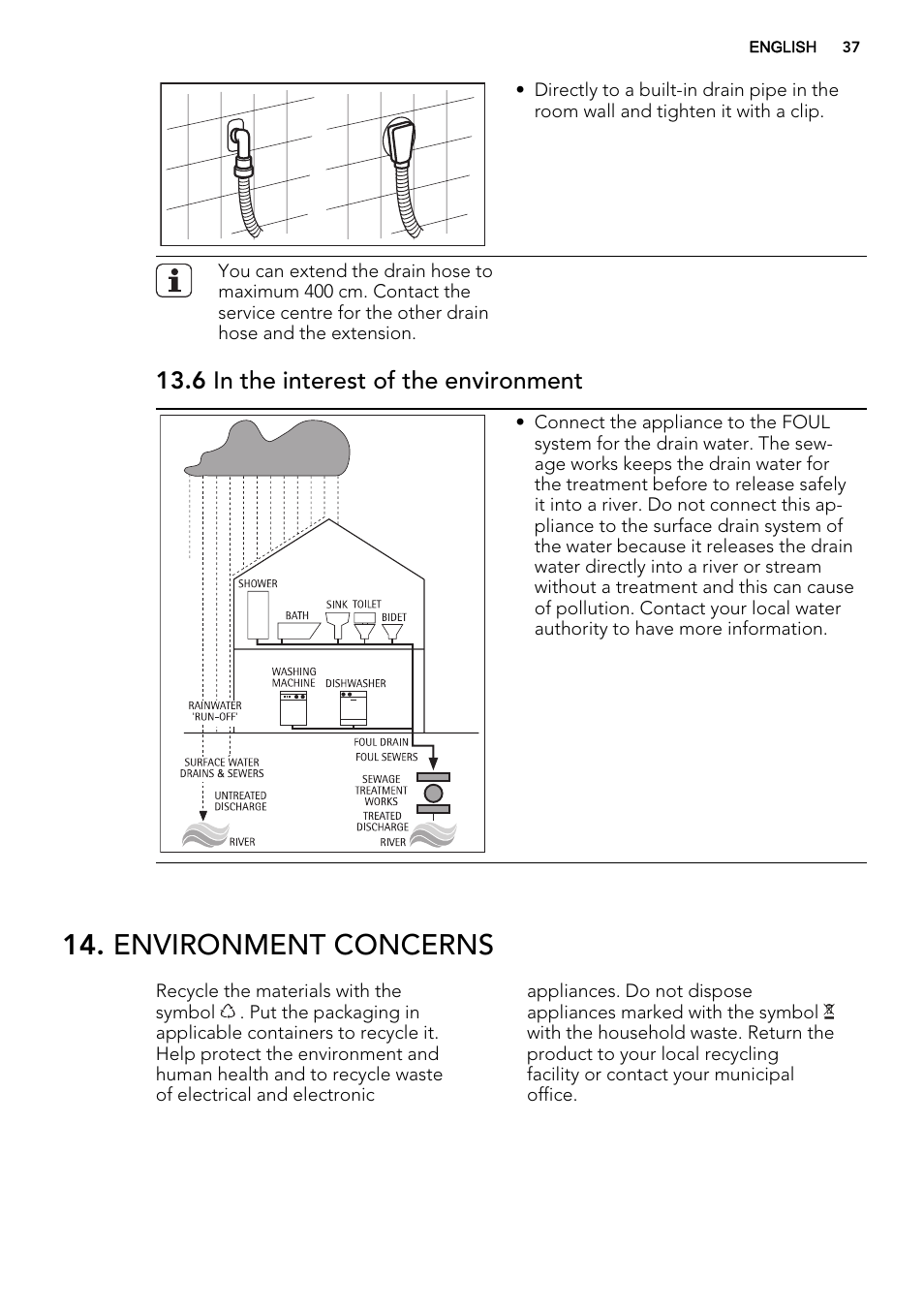 Environment concerns, 6 in the interest of the environment | AEG L61271WDBI User Manual | Page 37 / 40