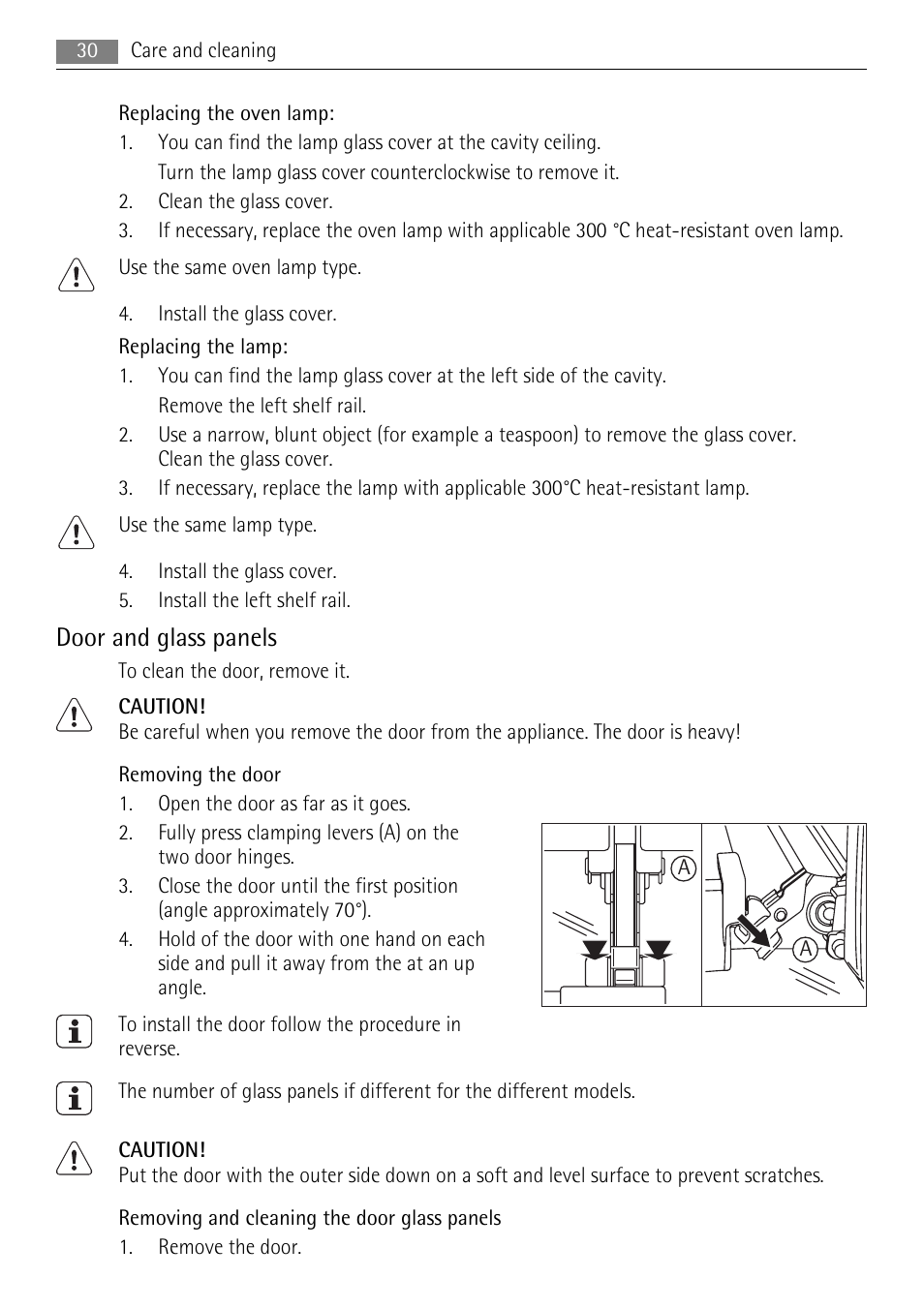 Door and glass panels | AEG BS9314001M User Manual | Page 30 / 40