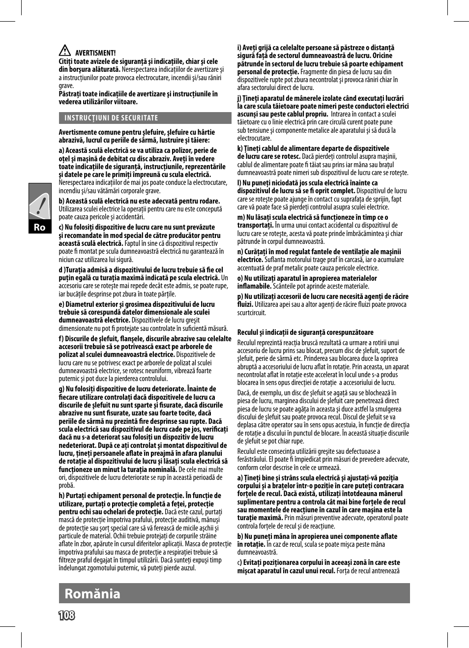 Romănia | AEG WS 9-125 User Manual | Page 109 / 119