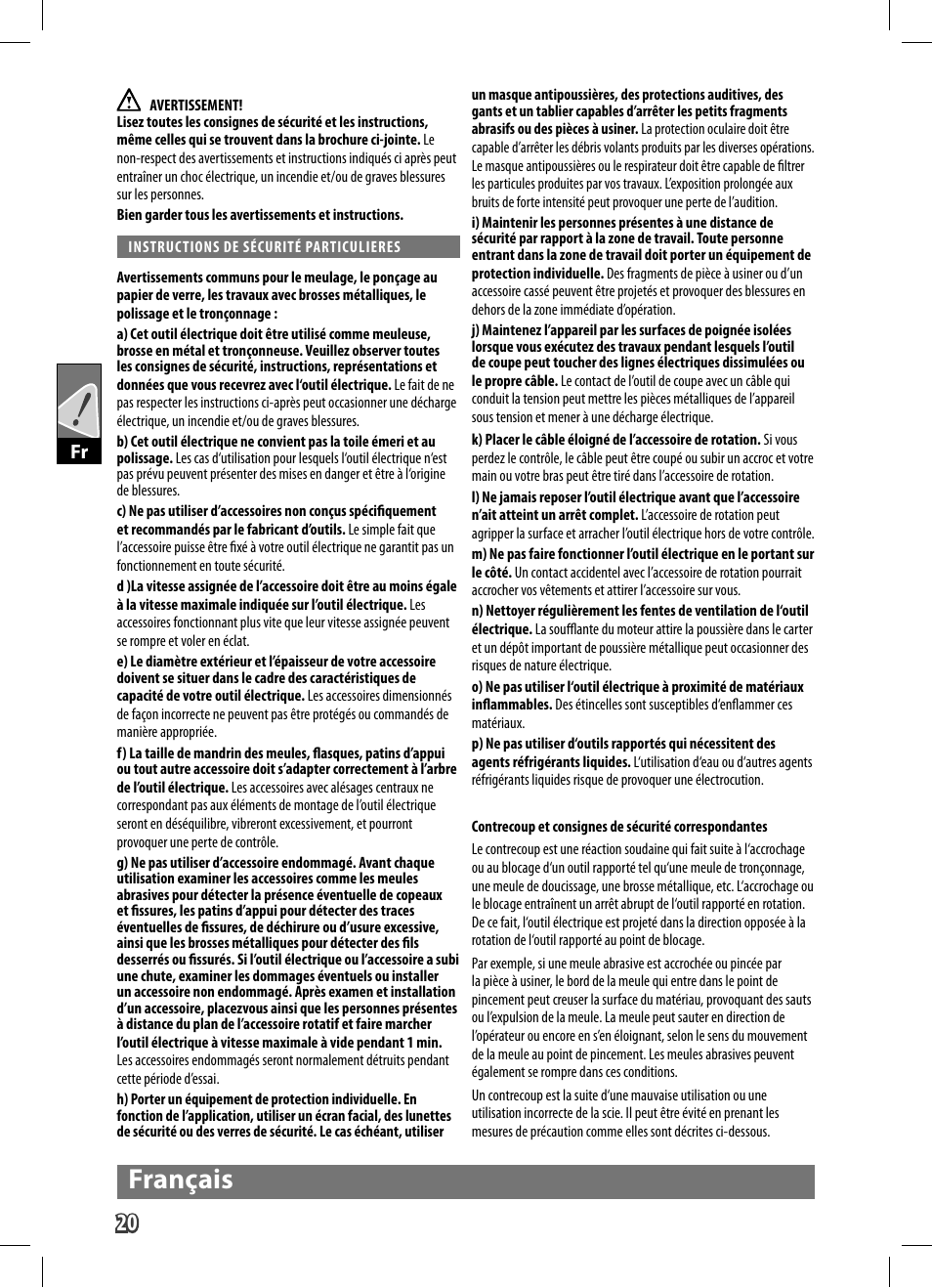 Français | AEG WS 9-125 User Manual | Page 21 / 119