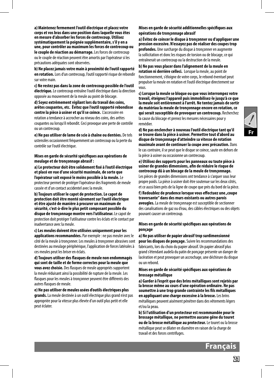 Français | AEG WS 9-125 User Manual | Page 22 / 119