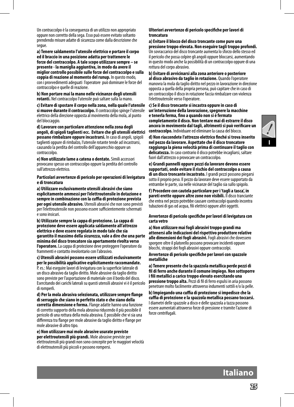 Italiano | AEG WS 9-125 User Manual | Page 26 / 119