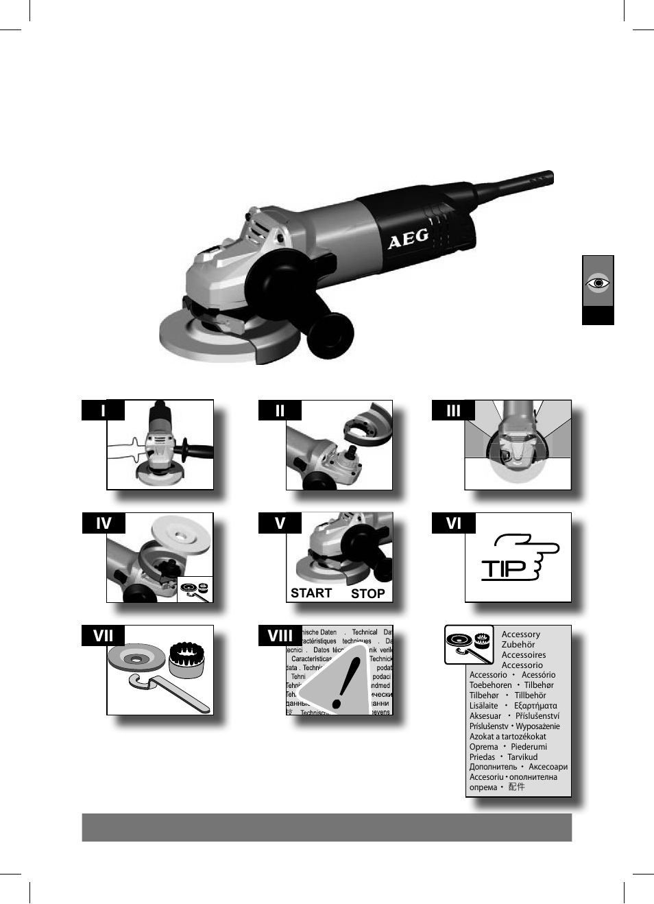 Ii vi iv, Viii v i iii vii | AEG WS 9-125 User Manual | Page 3 / 119