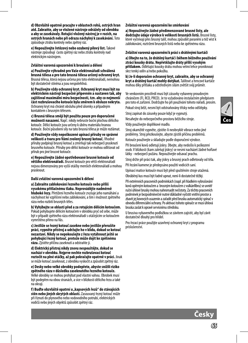 Česky | AEG WS 9-125 User Manual | Page 66 / 119