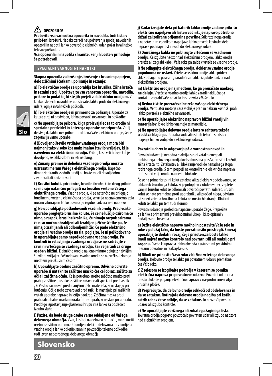 Slovensko | AEG WS 9-125 User Manual | Page 81 / 119