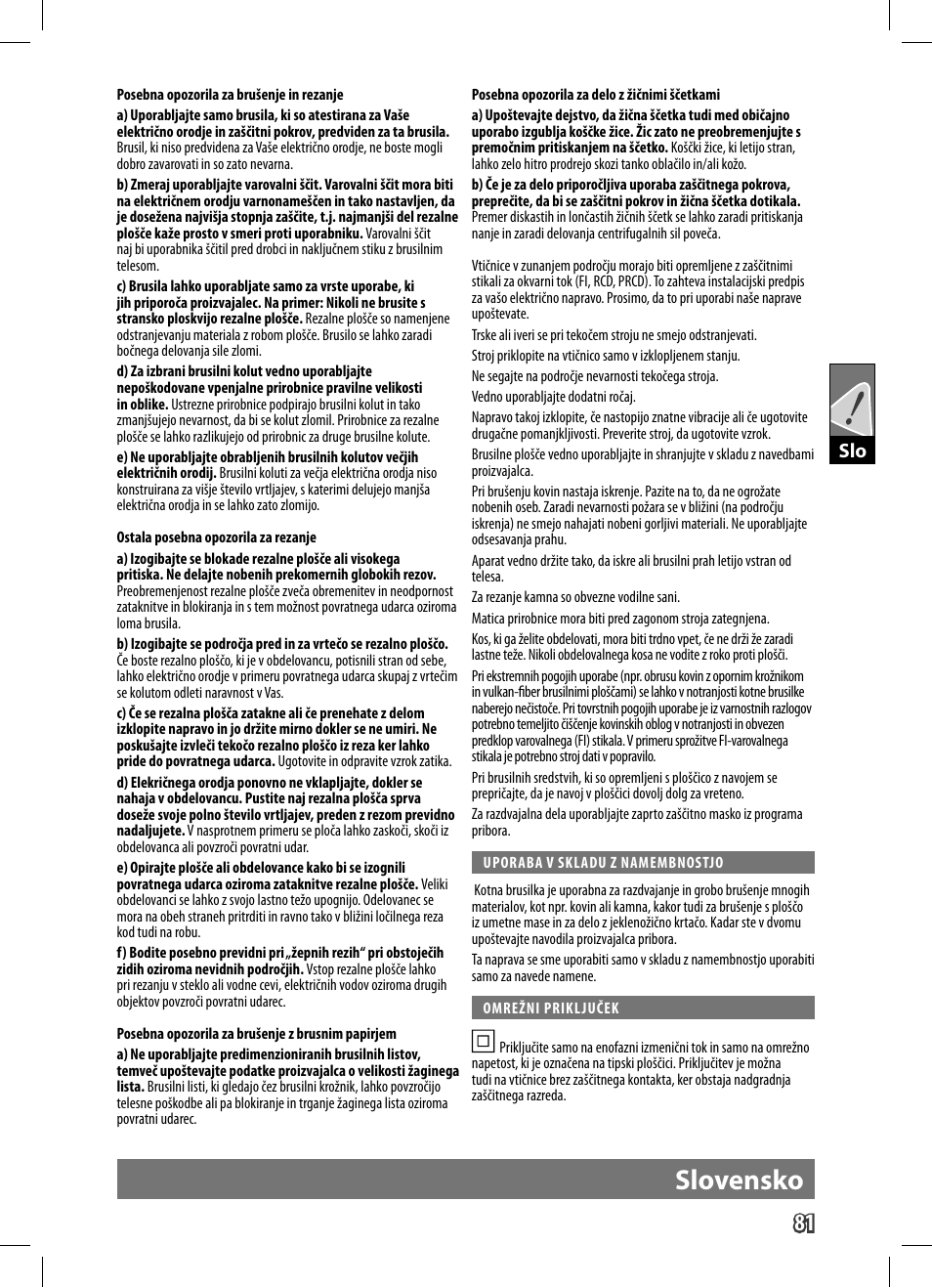 Slovensko | AEG WS 9-125 User Manual | Page 82 / 119