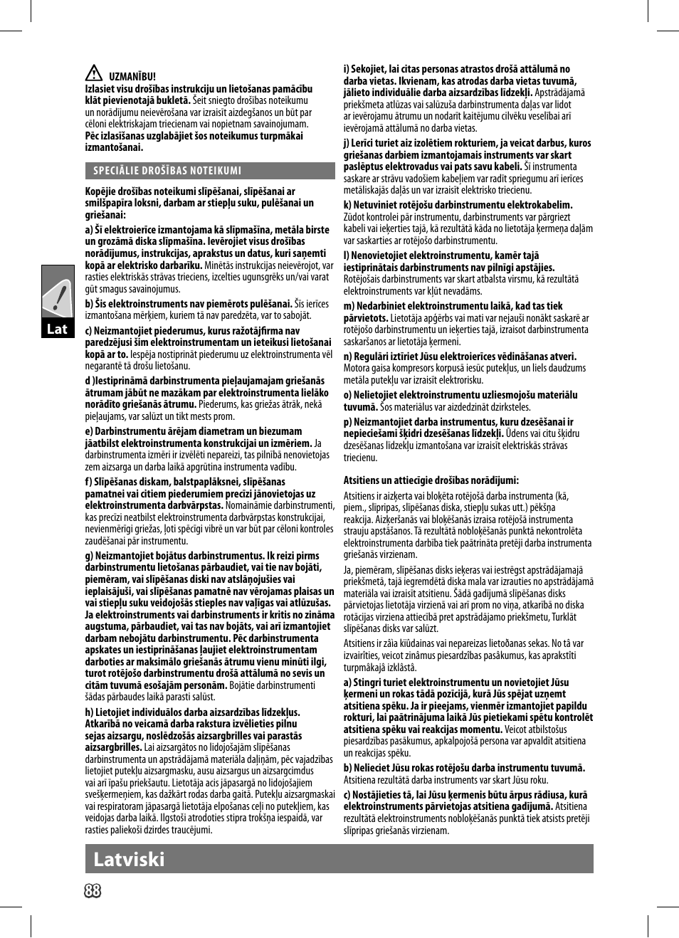 Latviski | AEG WS 9-125 User Manual | Page 89 / 119