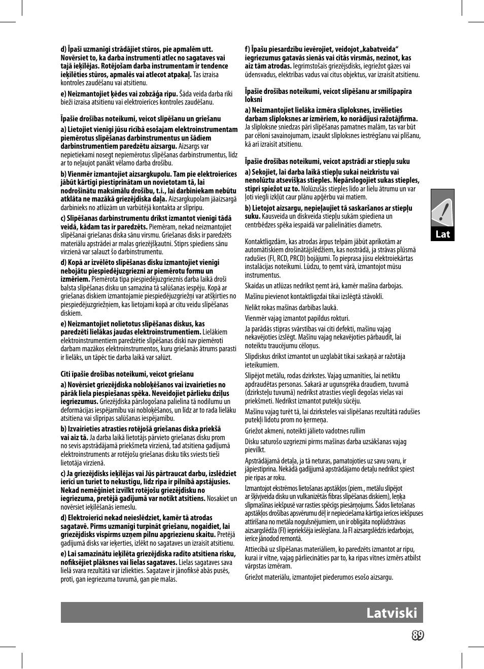 Latviski | AEG WS 9-125 User Manual | Page 90 / 119