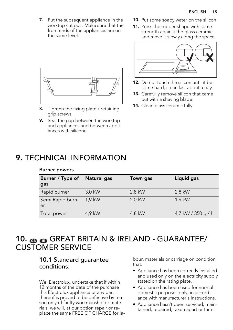 Technical information, 1 standard guarantee conditions | AEG HC452600EB User Manual | Page 15 / 20