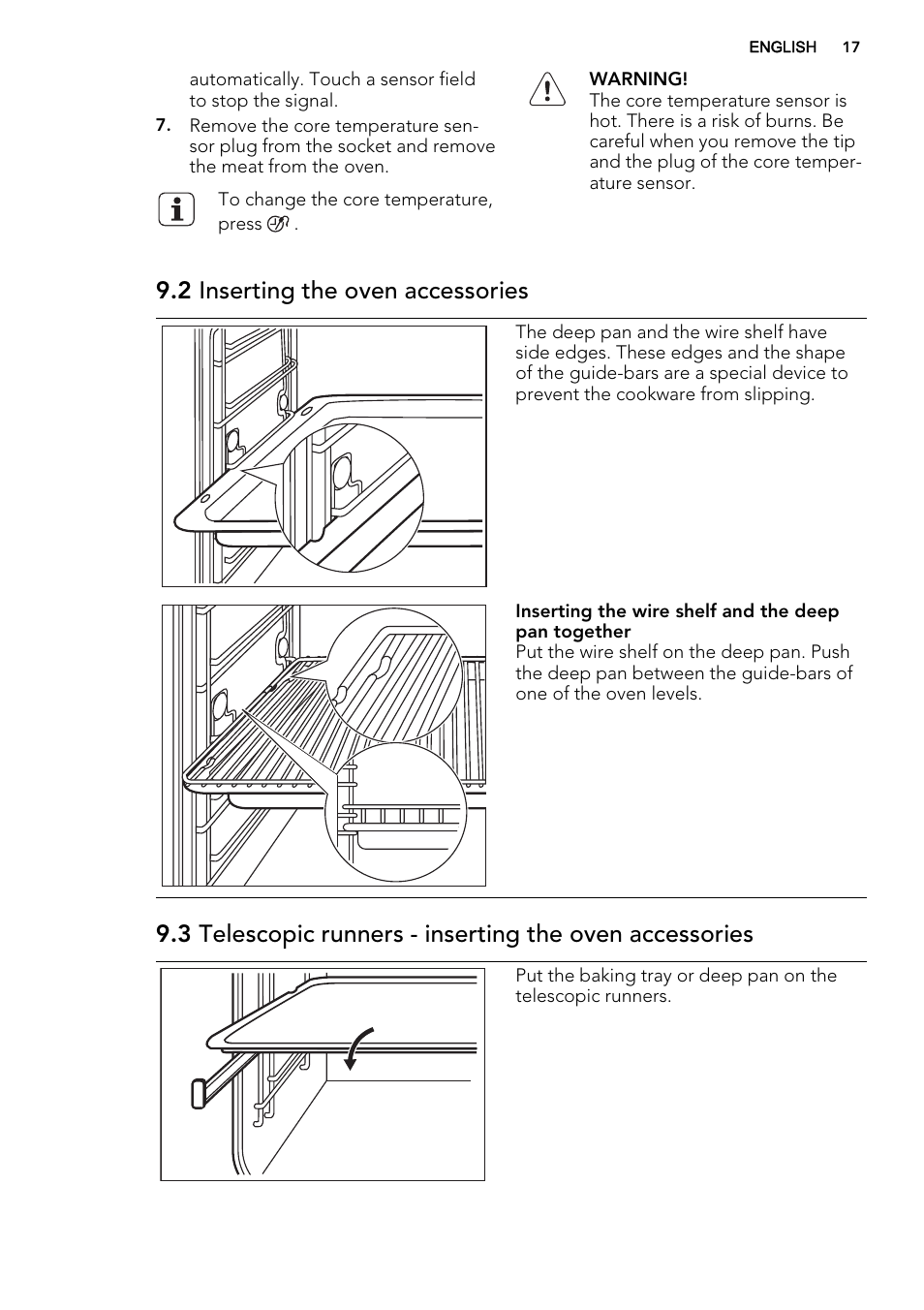 2 inserting the oven accessories | AEG BS8314001M User Manual | Page 17 / 52