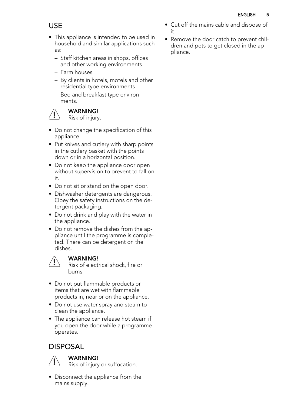 Disposal | AEG F55200VI0 User Manual | Page 5 / 20