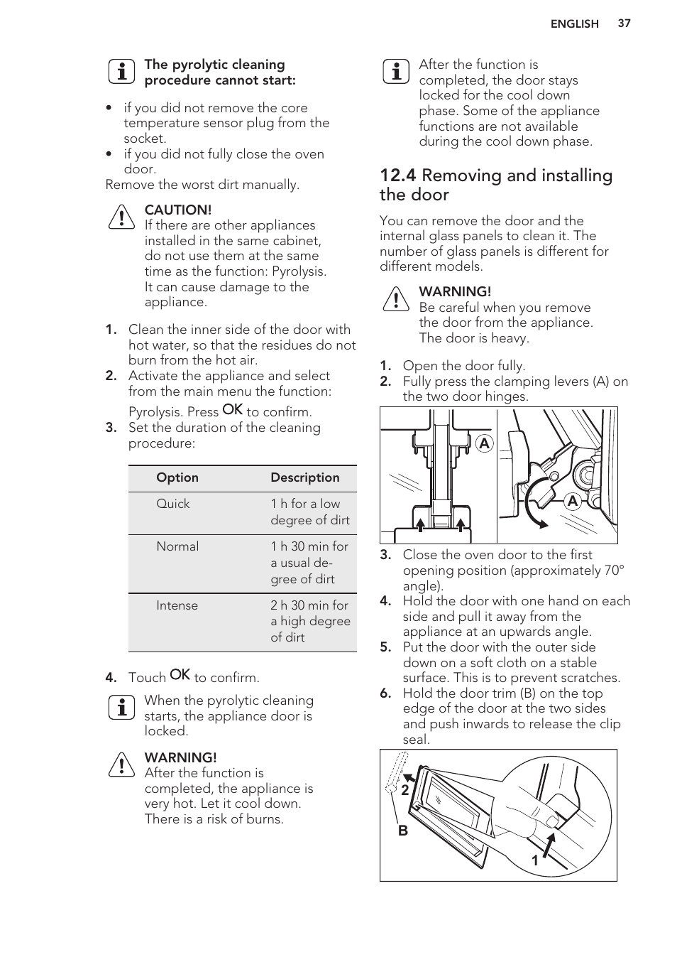 4 removing and installing the door | AEG BE3003021W User Manual | Page 37 / 44