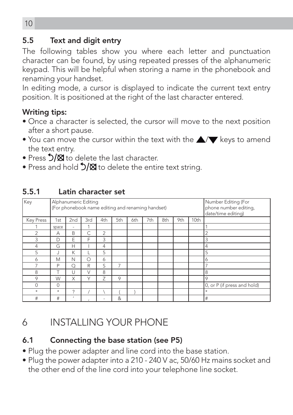 6installing your phone | AEG Voxtel S120 User Manual | Page 10 / 42