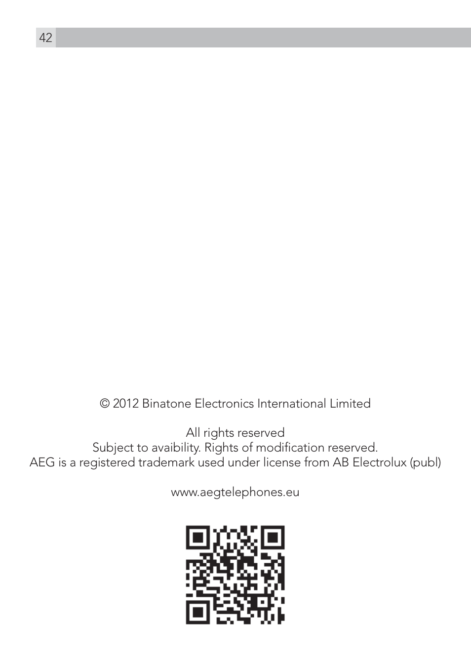 AEG Voxtel S120 User Manual | Page 42 / 42