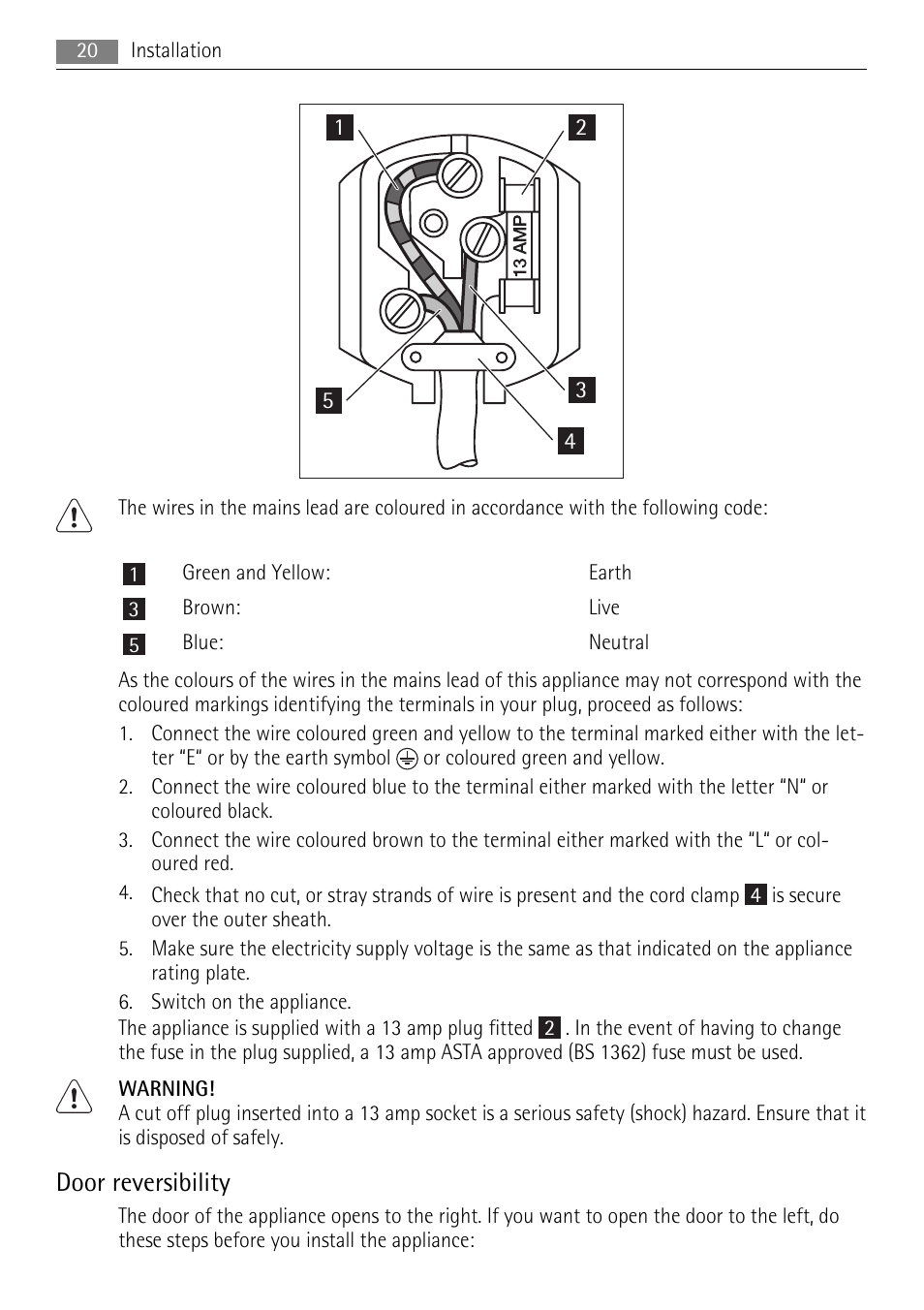 Door reversibility | AEG SCS51800F0 User Manual | Page 20 / 28