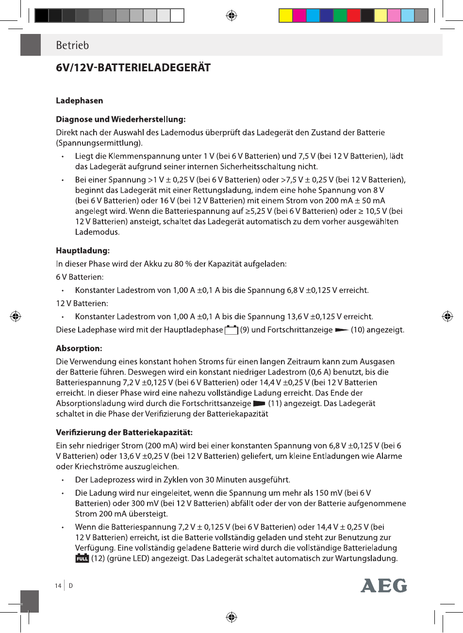 Betrieb | AEG Charging Unit LP Plus User Manual | Page 13 / 87
