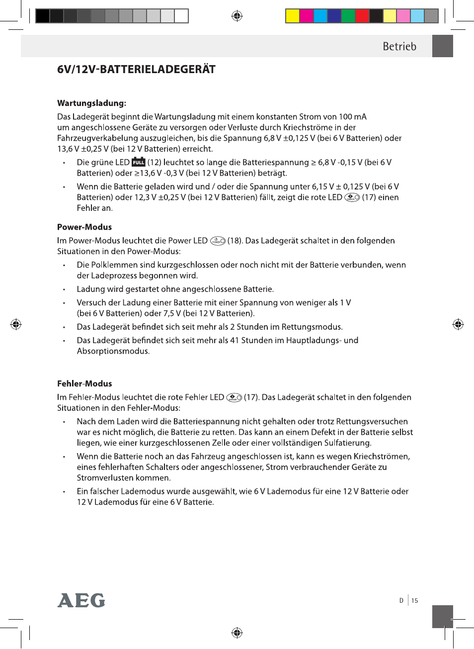 Betrieb | AEG Charging Unit LP Plus User Manual | Page 14 / 87
