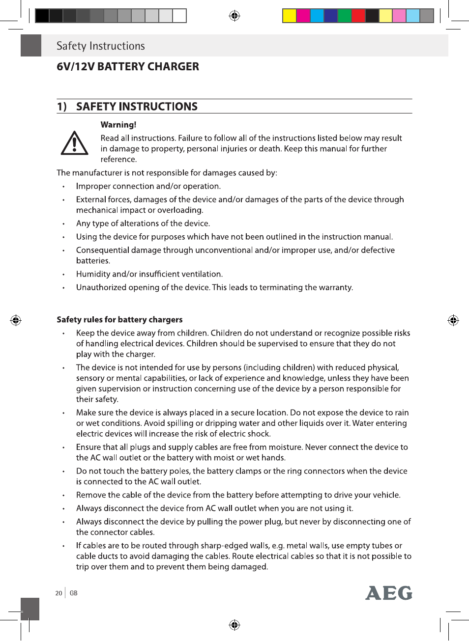 Safety instructions | AEG Charging Unit LP Plus User Manual | Page 19 / 87