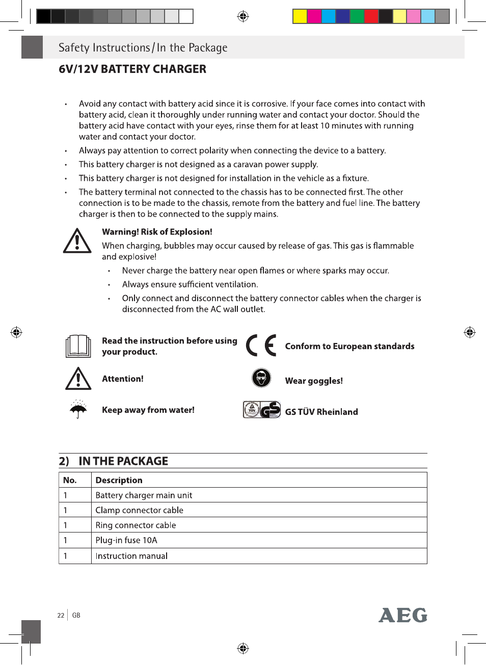 Safety instructions / in the package | AEG Charging Unit LP Plus User Manual | Page 21 / 87