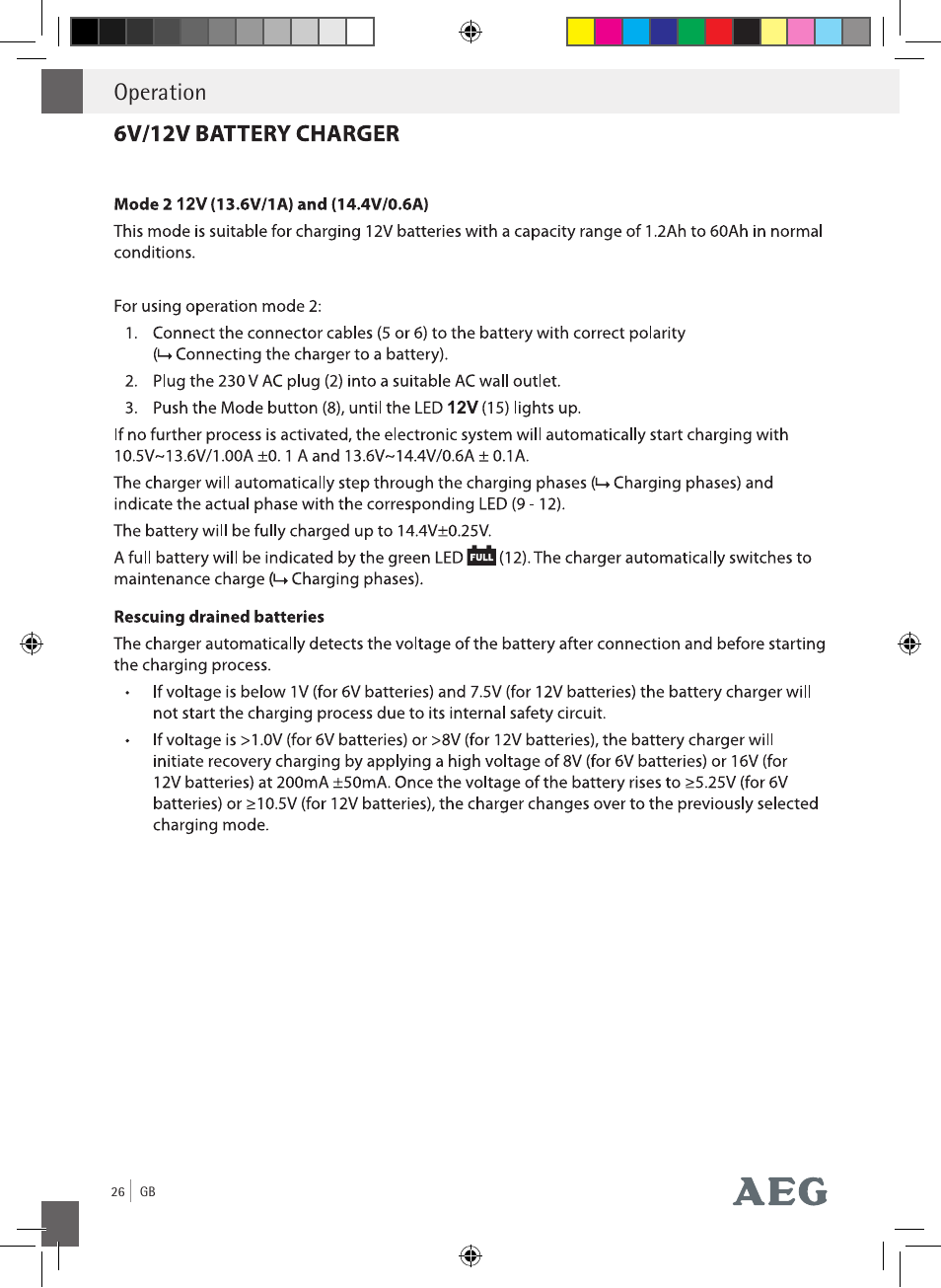 Operation | AEG Charging Unit LP Plus User Manual | Page 25 / 87