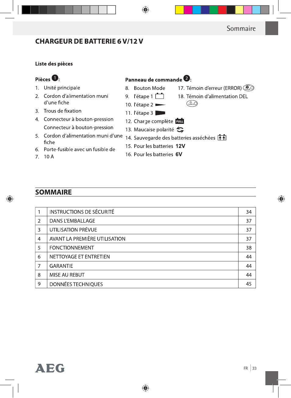 Sommaire | AEG Charging Unit LP Plus User Manual | Page 32 / 87