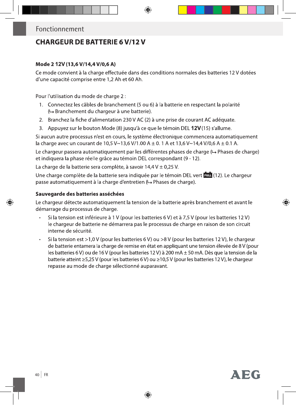 Fonctionnement | AEG Charging Unit LP Plus User Manual | Page 39 / 87