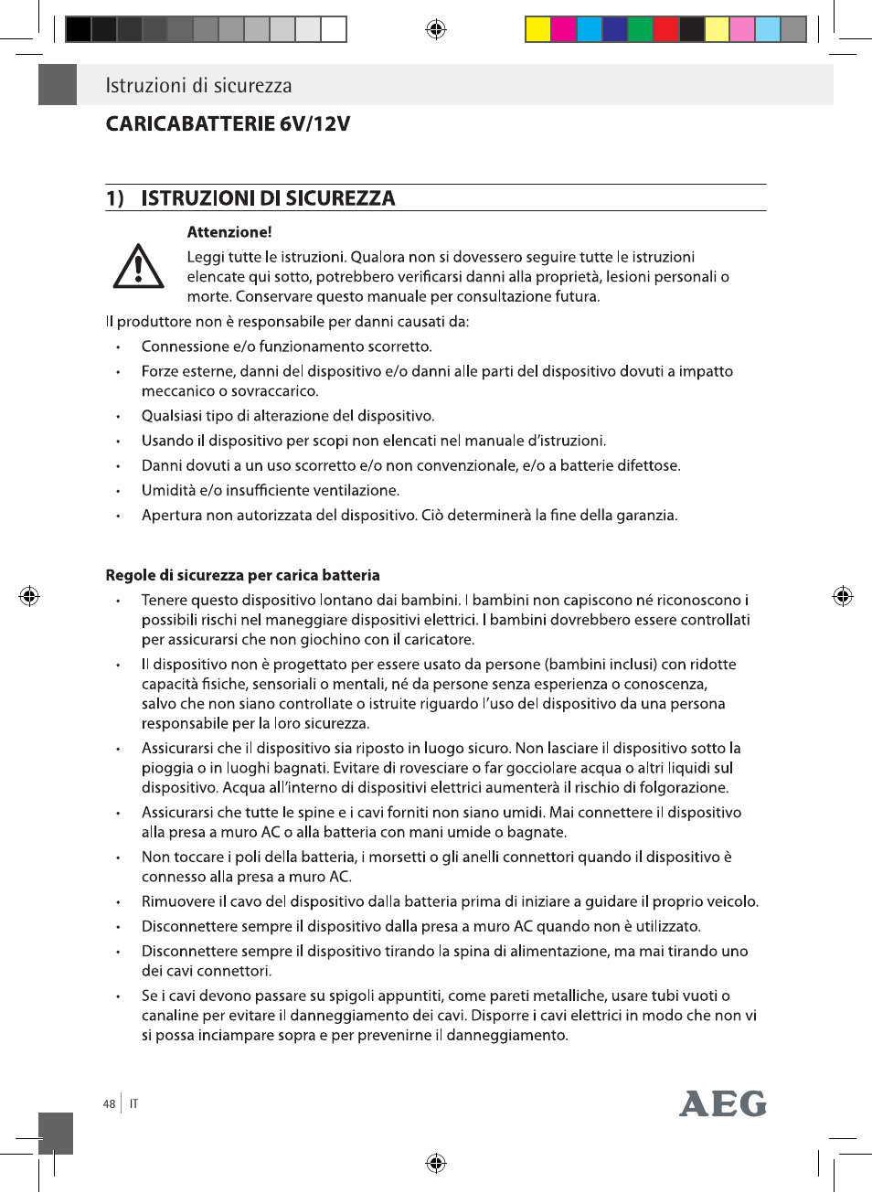 Istruzioni di sicurezza istruzioni di sicurezza | AEG Charging Unit LP Plus User Manual | Page 47 / 87