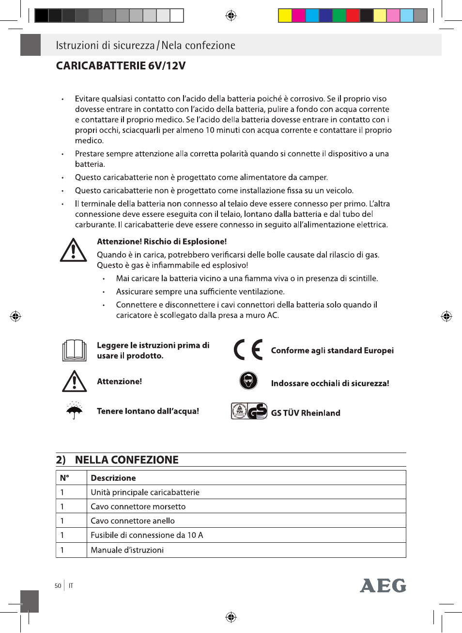 Istruzioni di sicurezza / nela confezione | AEG Charging Unit LP Plus User Manual | Page 49 / 87