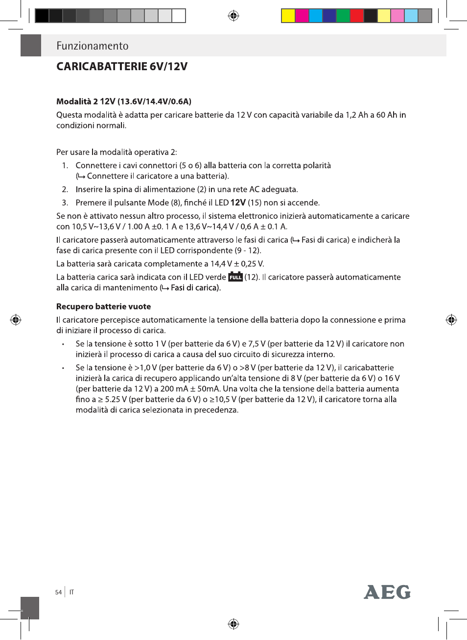 Funzionamento | AEG Charging Unit LP Plus User Manual | Page 53 / 87