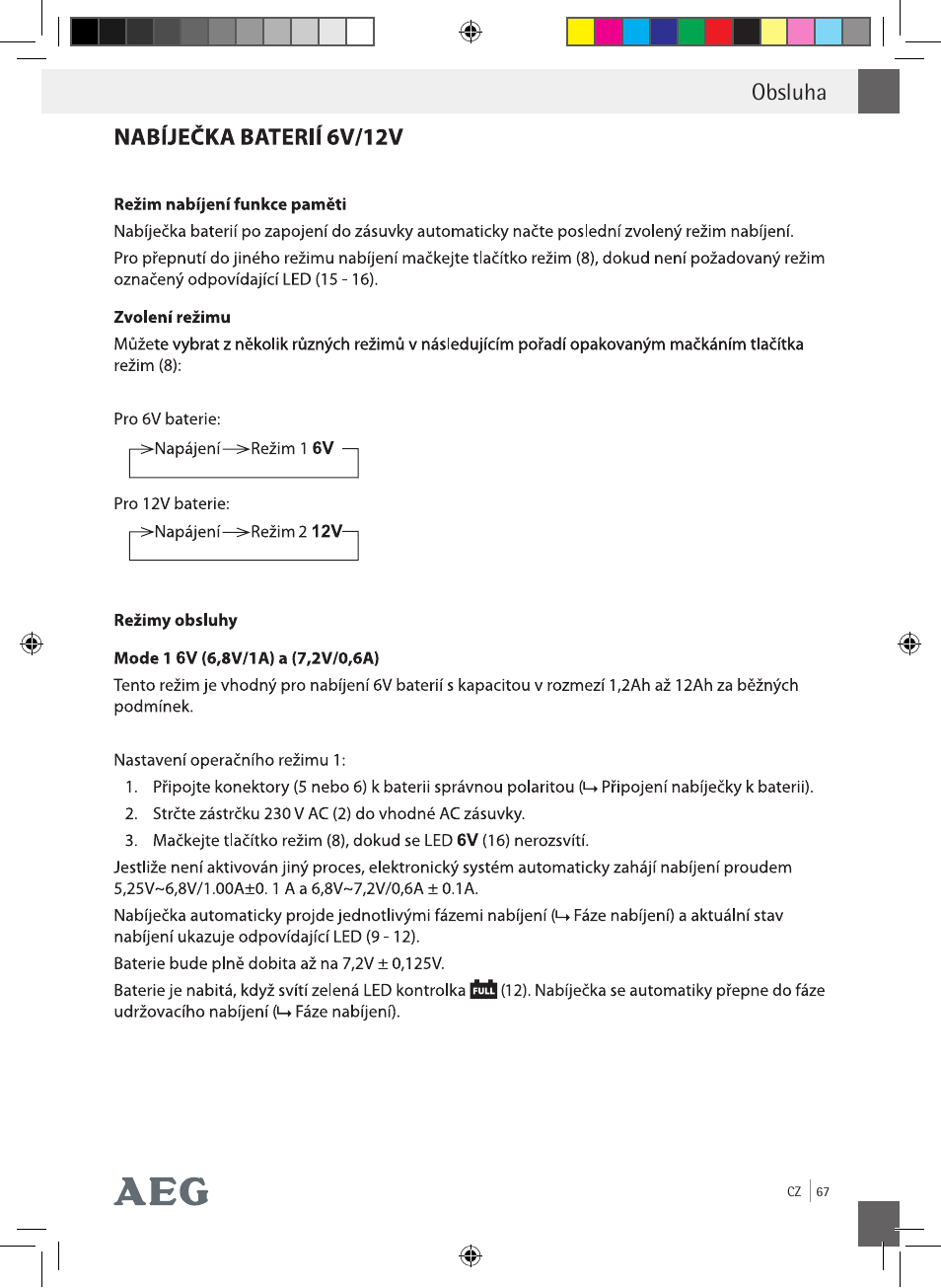 Obsluha | AEG Charging Unit LP Plus User Manual | Page 66 / 87