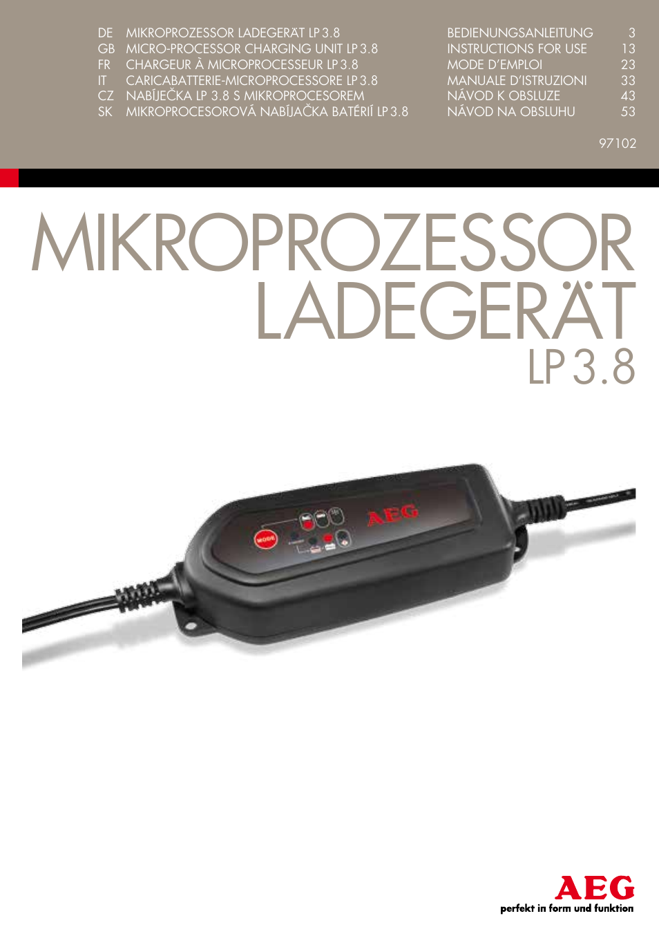 AEG Micro-Processor Charging Unit LP 3.8 User Manual | 64 pages