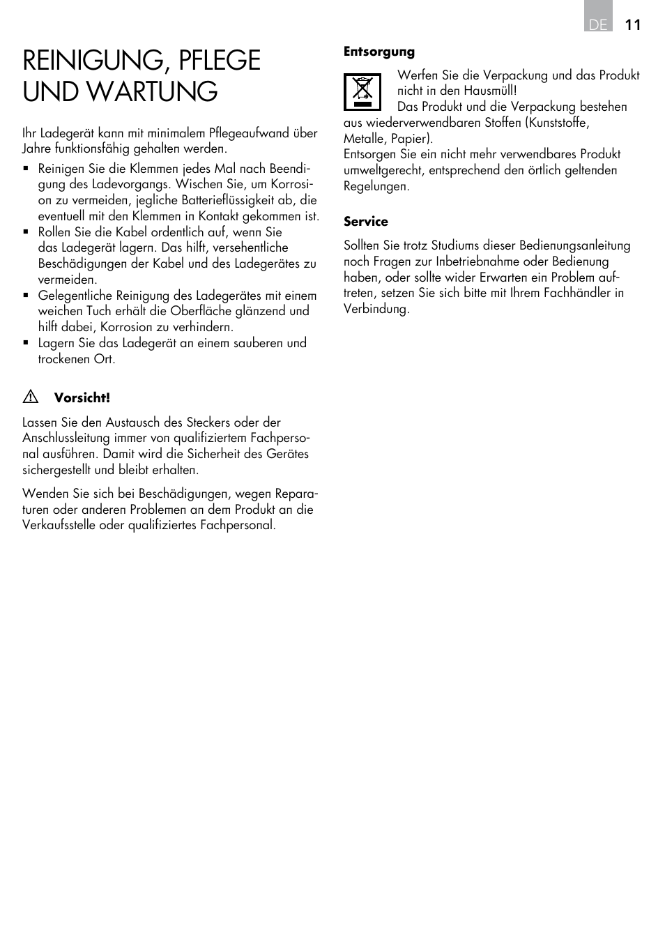 Reinigung, pflege und wartung | AEG Micro-Processor Charging Unit LP 3.8 User Manual | Page 11 / 64