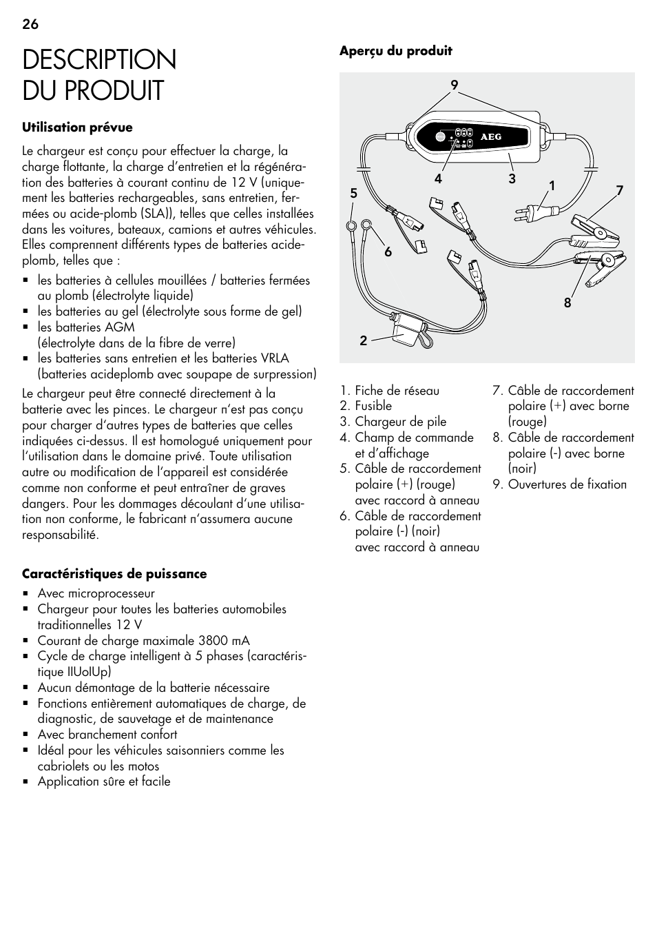 Description du produit | AEG Micro-Processor Charging Unit LP 3.8 User Manual | Page 26 / 64