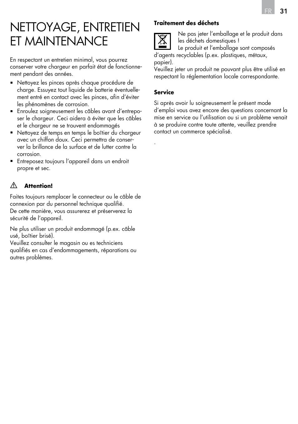 Nettoyage, entretien et maintenance | AEG Micro-Processor Charging Unit LP 3.8 User Manual | Page 31 / 64