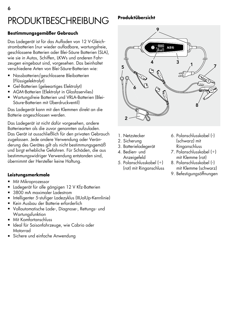 Produktbeschreibung | AEG Micro-Processor Charging Unit LP 3.8 User Manual | Page 6 / 64