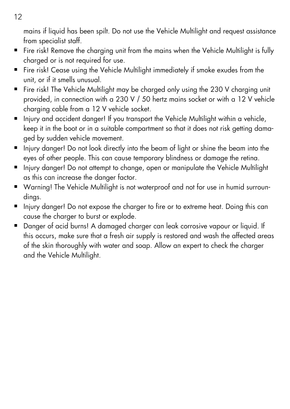 AEG Vehicle Multilight KL3 User Manual | Page 12 / 50