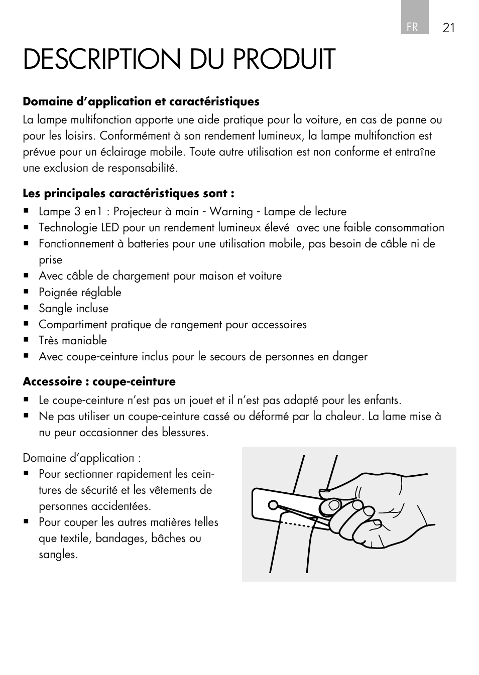 Description du produit | AEG Vehicle Multilight KL3 User Manual | Page 21 / 50