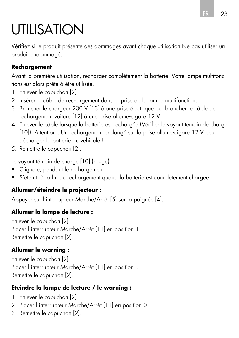 Utilisation | AEG Vehicle Multilight KL3 User Manual | Page 23 / 50