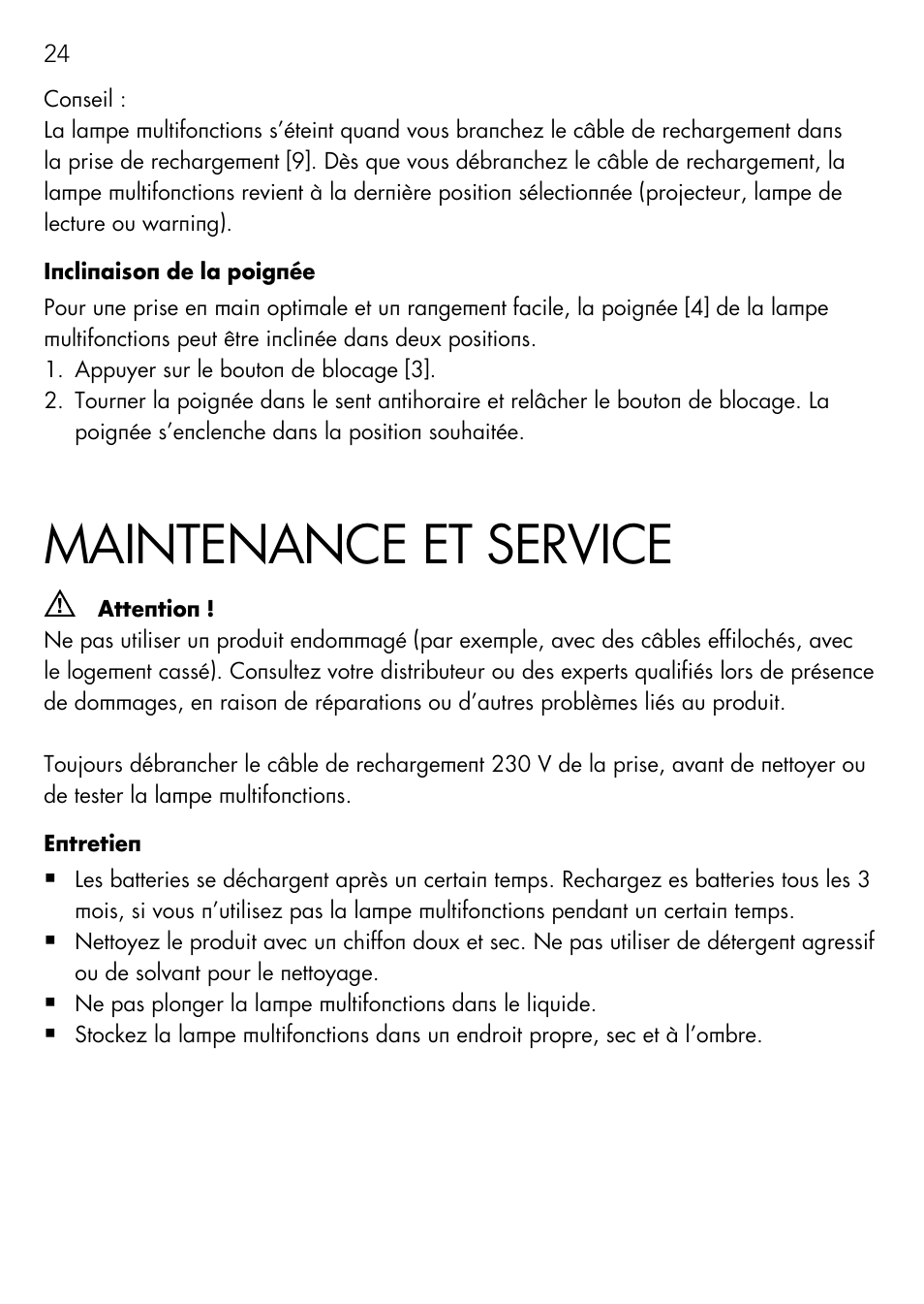 Maintenance et service | AEG Vehicle Multilight KL3 User Manual | Page 24 / 50