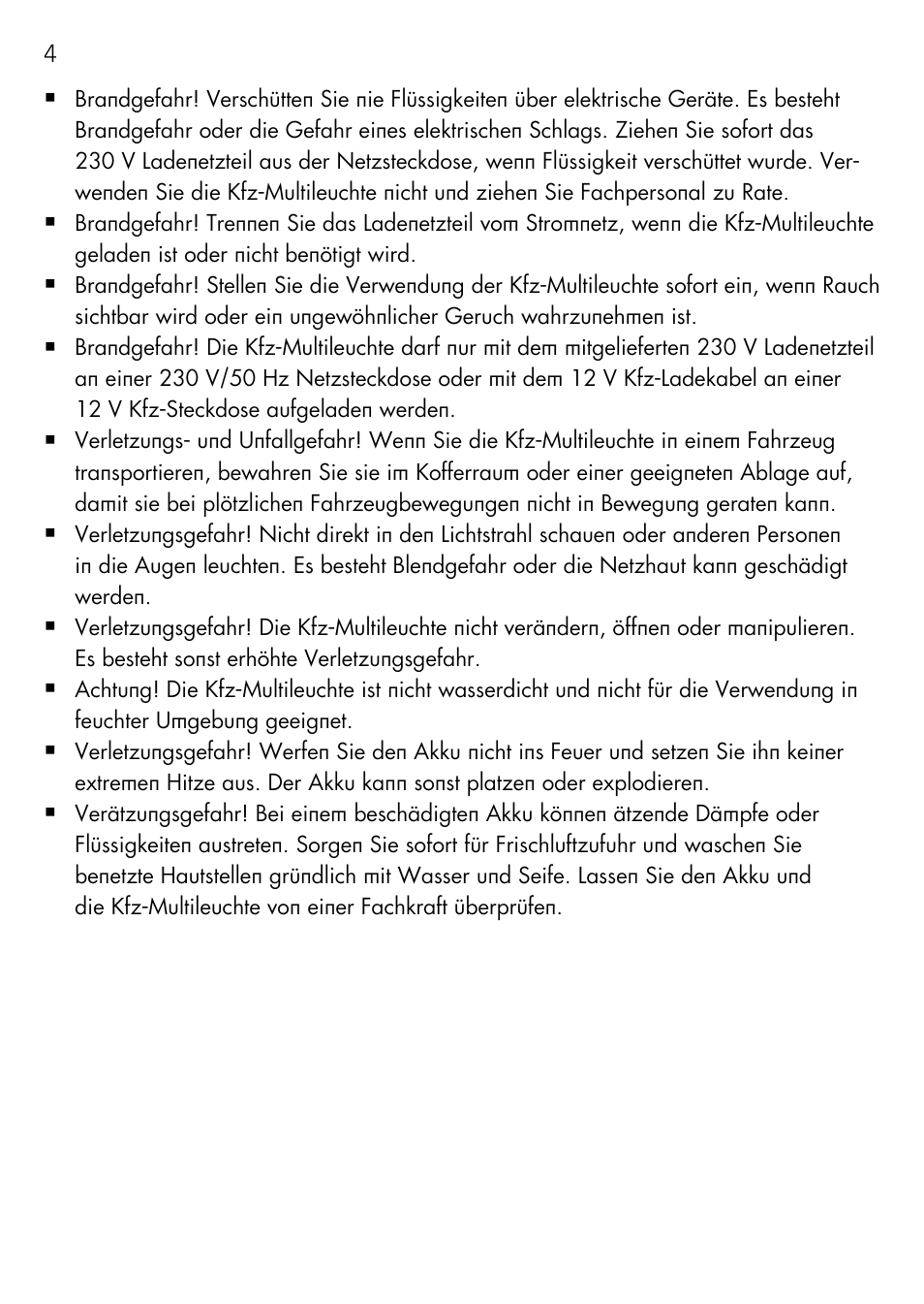 AEG Vehicle Multilight KL3 User Manual | Page 4 / 50